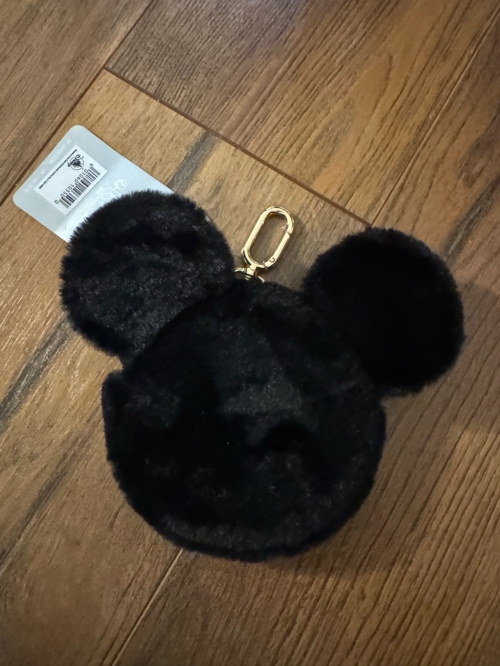Plush Black Mickey Ear Keychain Pouch
